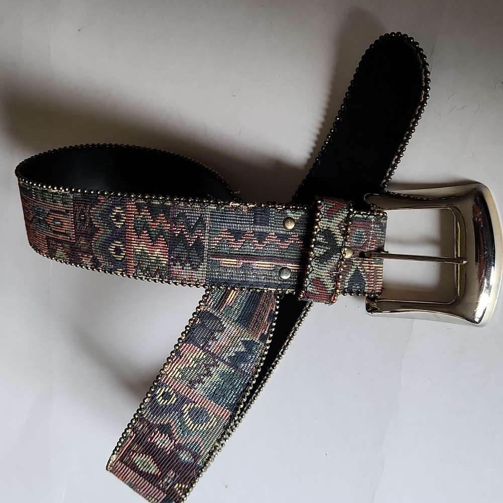🇨🇦***Gorgeous / Vintage Multicolore Patterned Tapestry Belt / Made In Canada